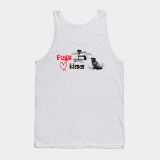 Pugs and Kisses Funny Valentine with Dogs Illustration Tank Top